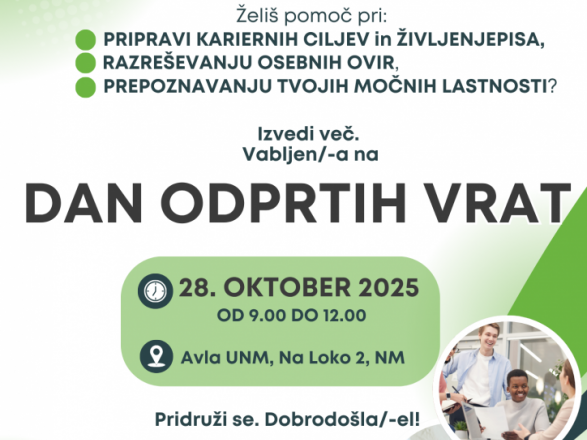 Dan odprtih vrat Kariernega centra UNM - 28. 10. 2025, 9.00 - 12.00 ure