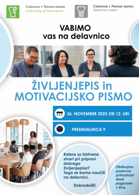 Kako pripraviti učinkovit življenjepis in motivacijsko pismo? - 26. 11. 2025 - predavalnica 9