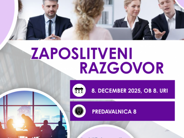 Uspešen zaposlitveni razgovor - 8. 12. 2025, ob 8. uri, predavalnica 8