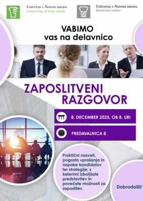 Uspešen zaposlitveni razgovor - 8. 12. 2025, ob 8. uri, predavalnica 8